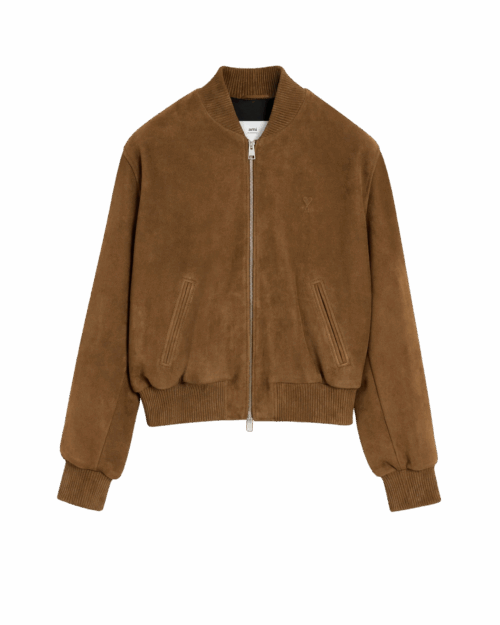 Blouson Cuir Marron Zippé
