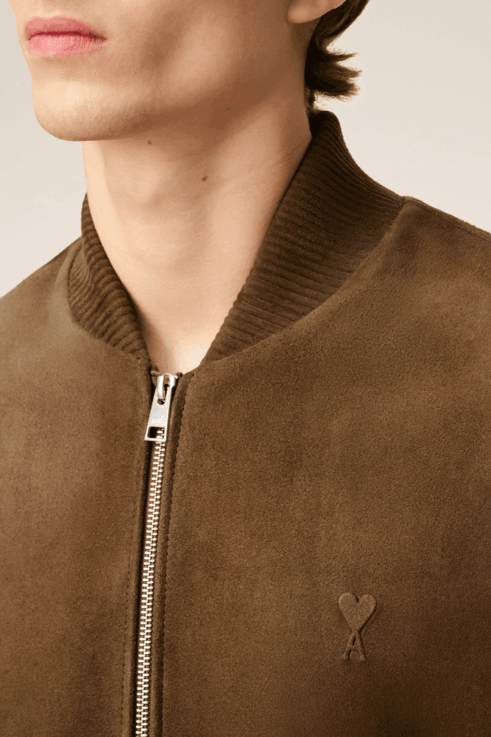 Blouson Cuir Marron Zippé