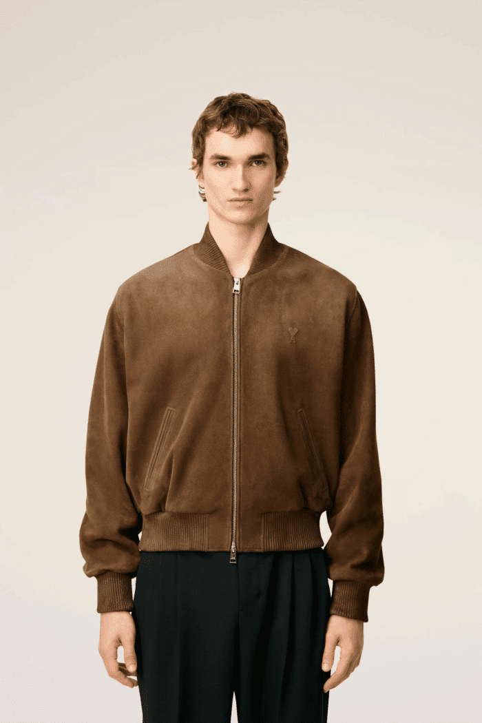 Blouson Cuir Marron Zippé