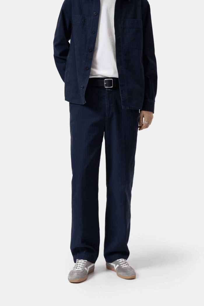 Pantalon Relaxed Coton Bleu Foncé