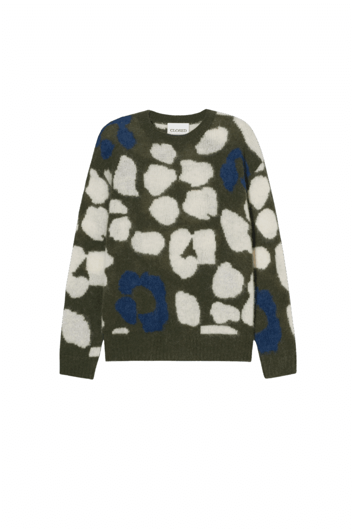 Pull Motif Intarsia Vert Forêt