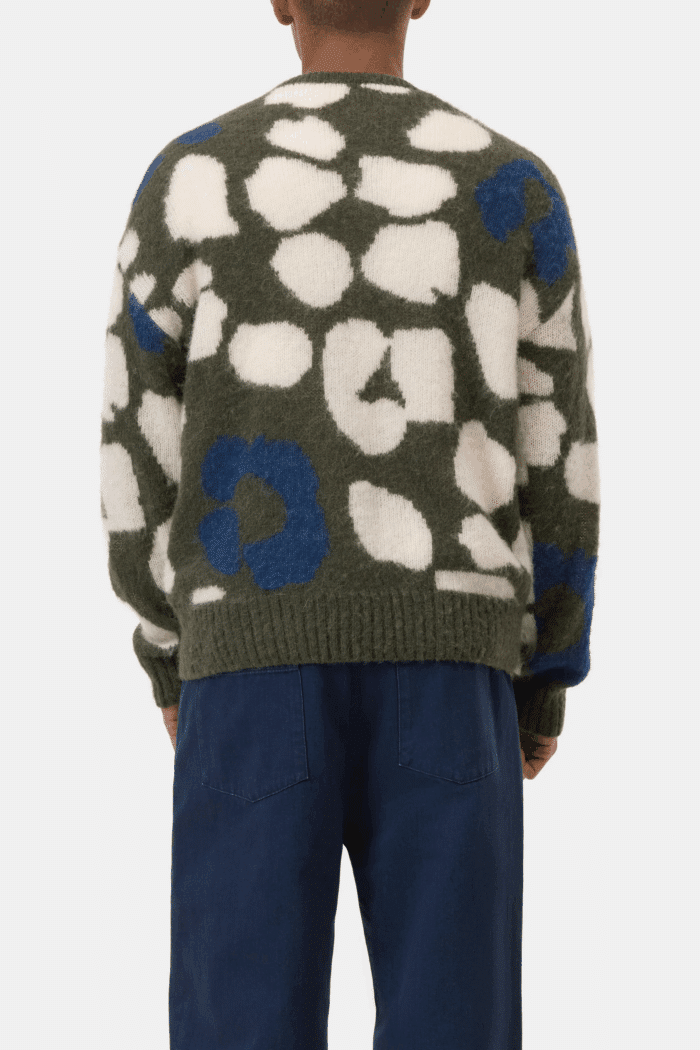 Pull Motif Intarsia Vert Forêt