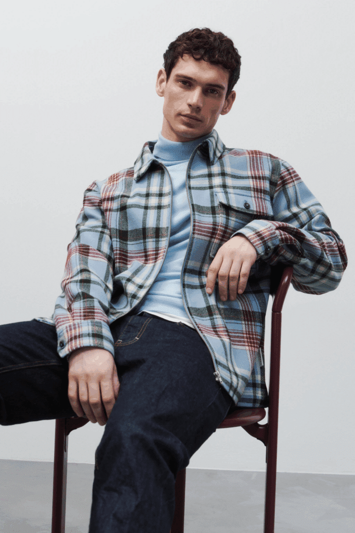 Chemise Zippée Laine Motif Tartan