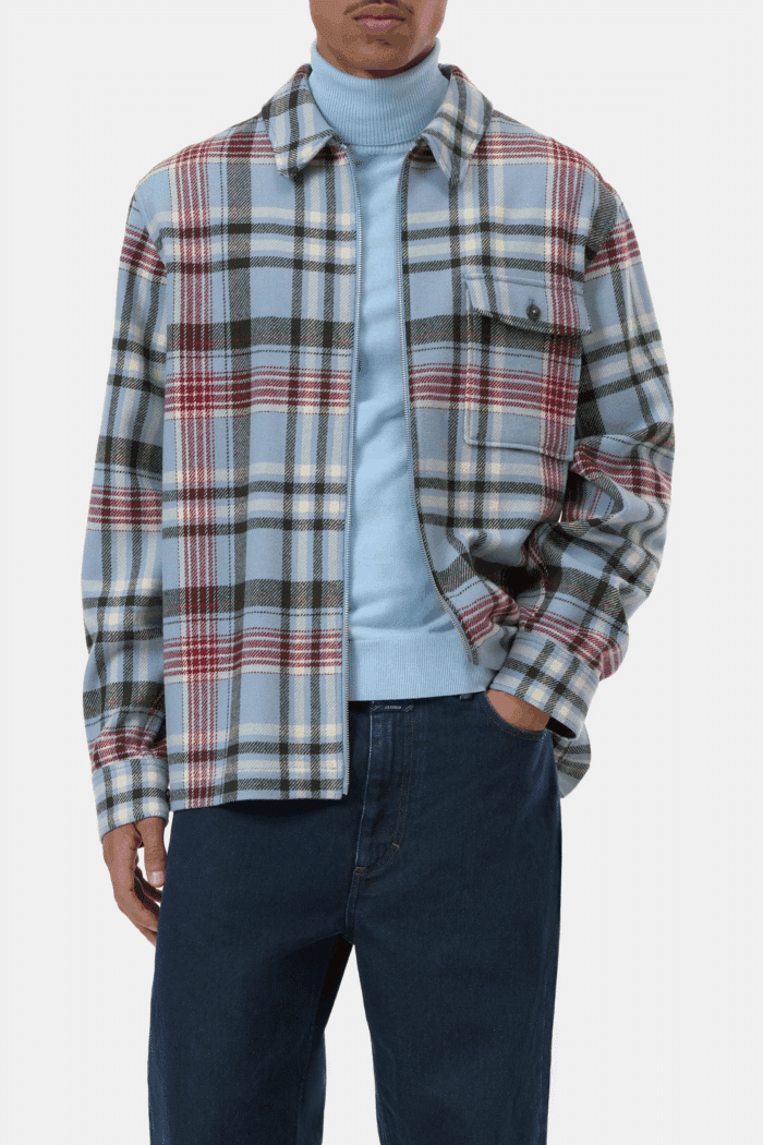 Chemise Zippée Laine Motif Tartan