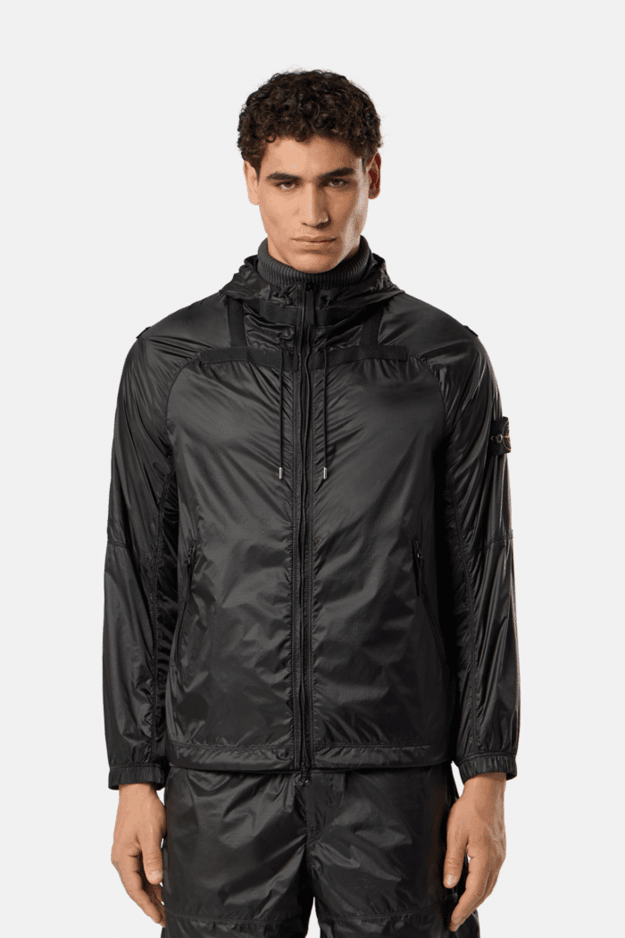 Blouson Capuche Nylon Gris