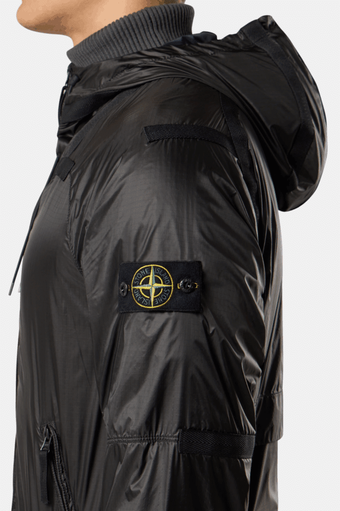 Blouson Capuche Nylon Gris