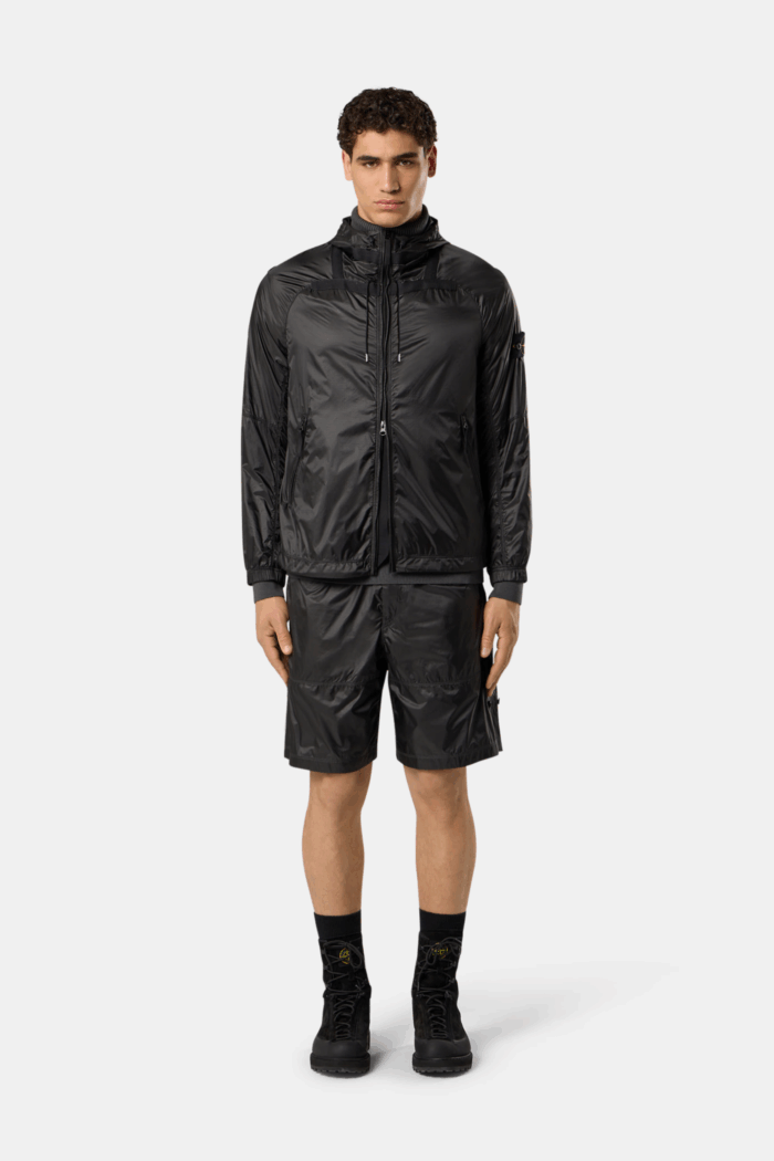 Blouson Capuche Nylon Gris