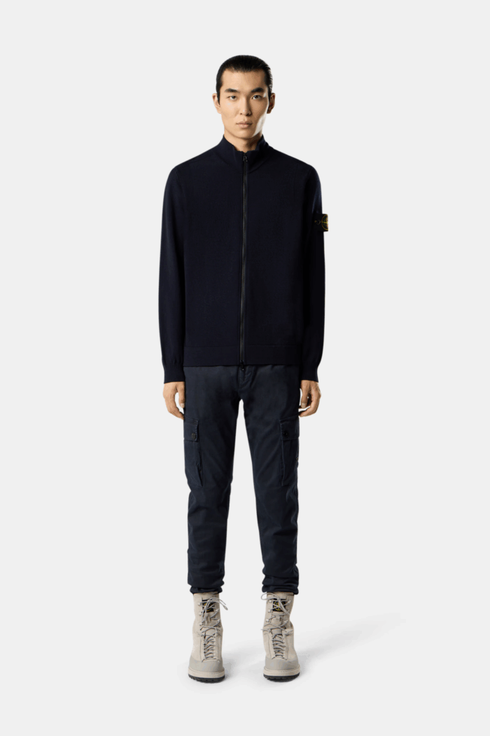 Cardigan Zippé Laine Marine