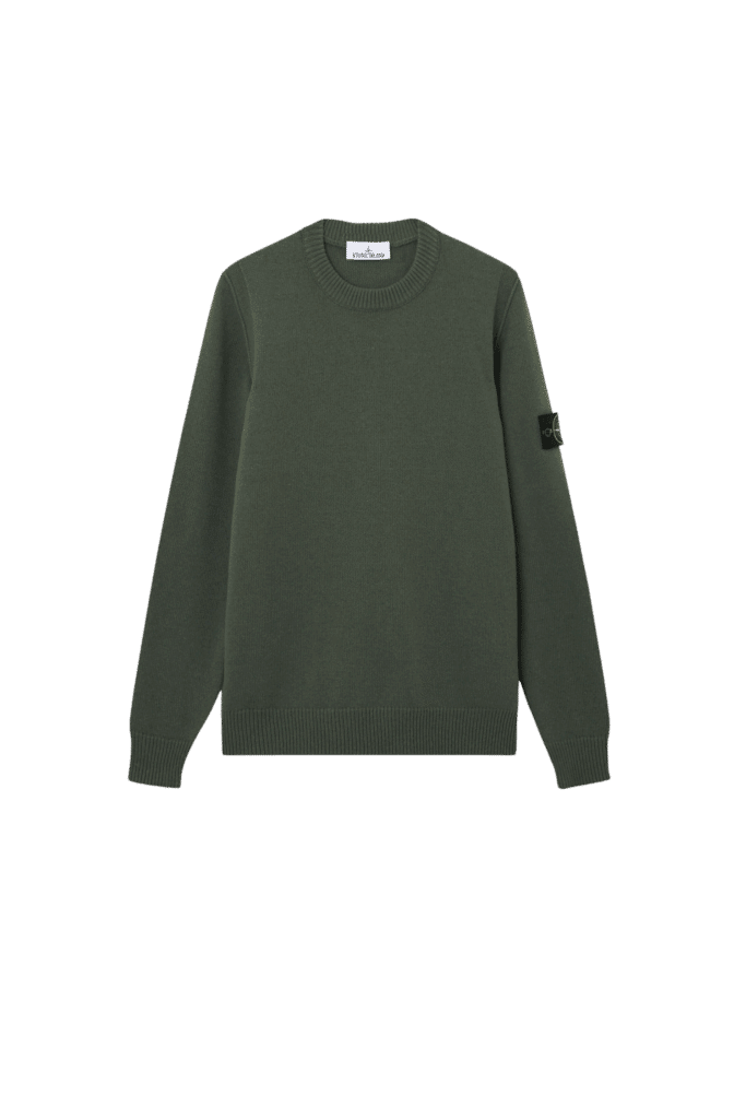 Pull Col Rond Laine Kaki
