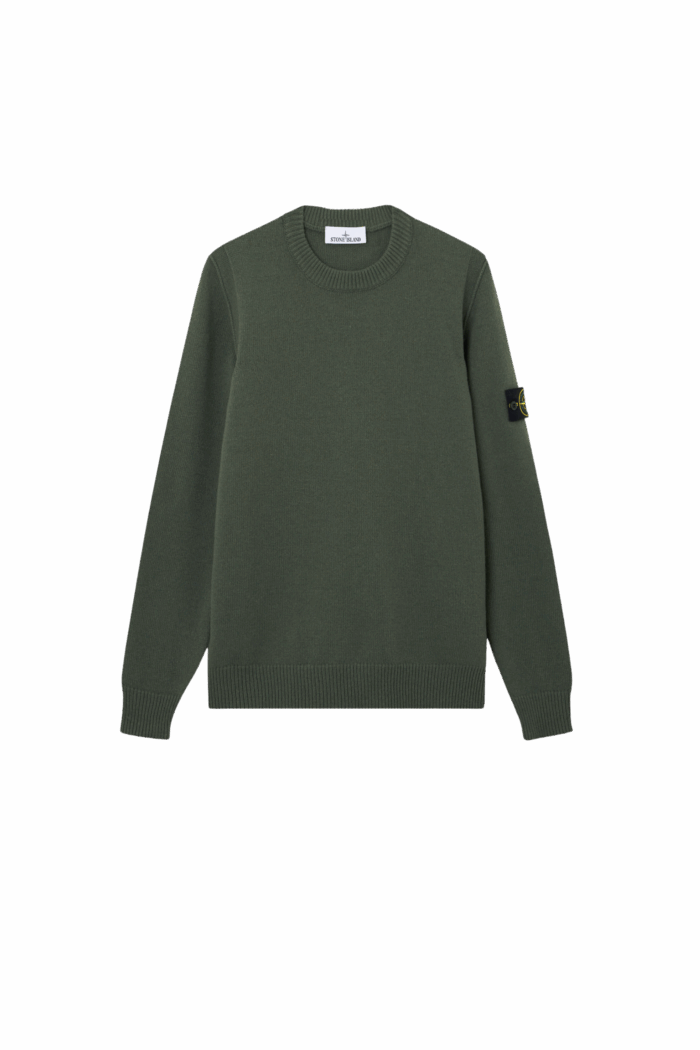 Pull Col Rond Laine Kaki