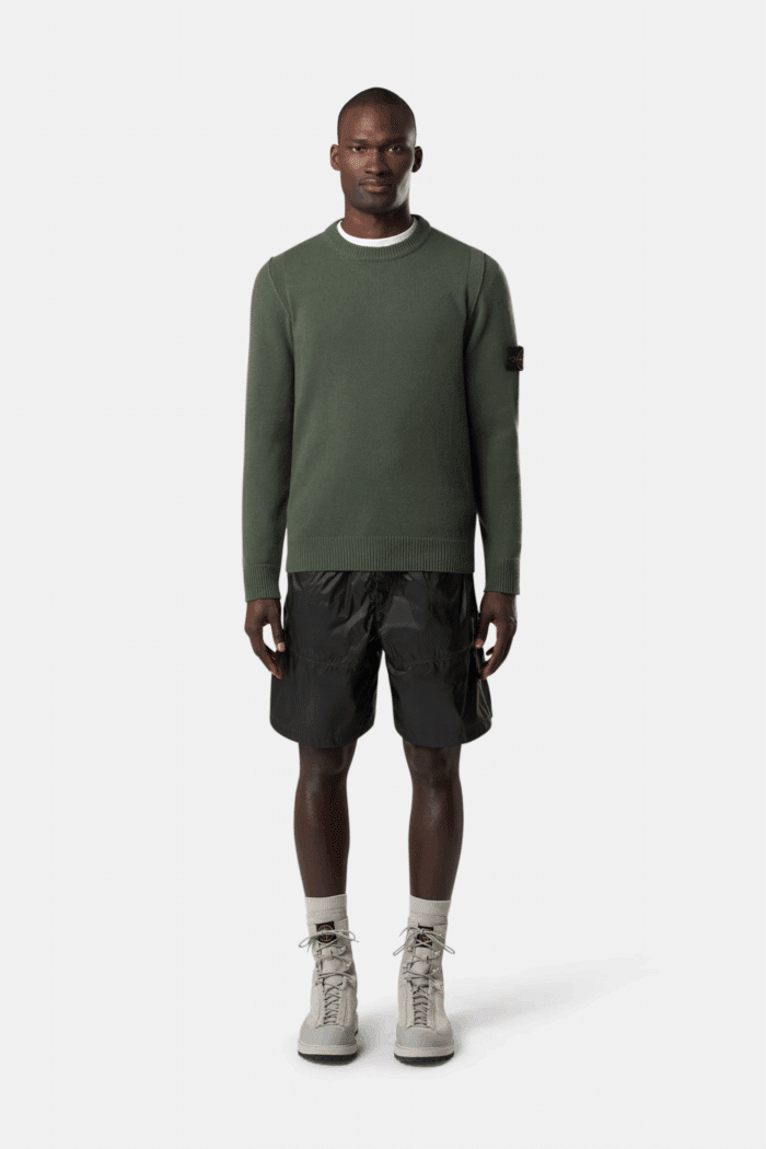 Pull Col Rond Laine Kaki