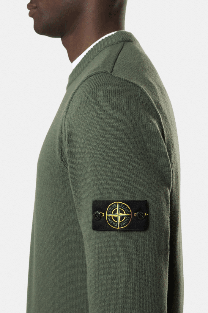 Pull Col Rond Laine Kaki