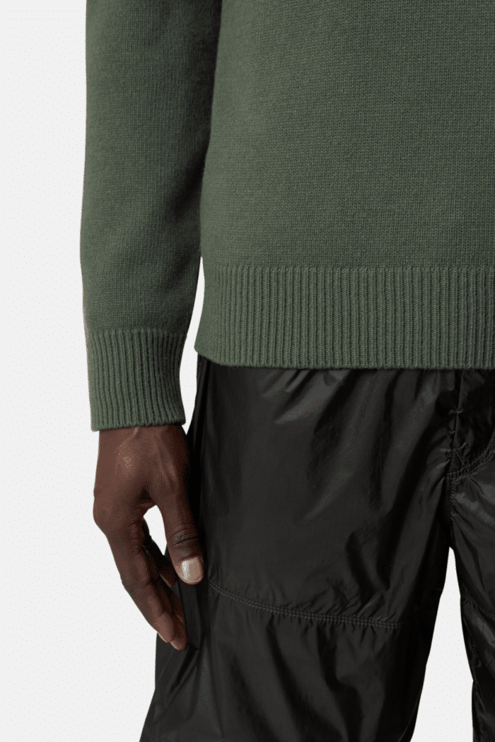 Pull Col Rond Laine Kaki