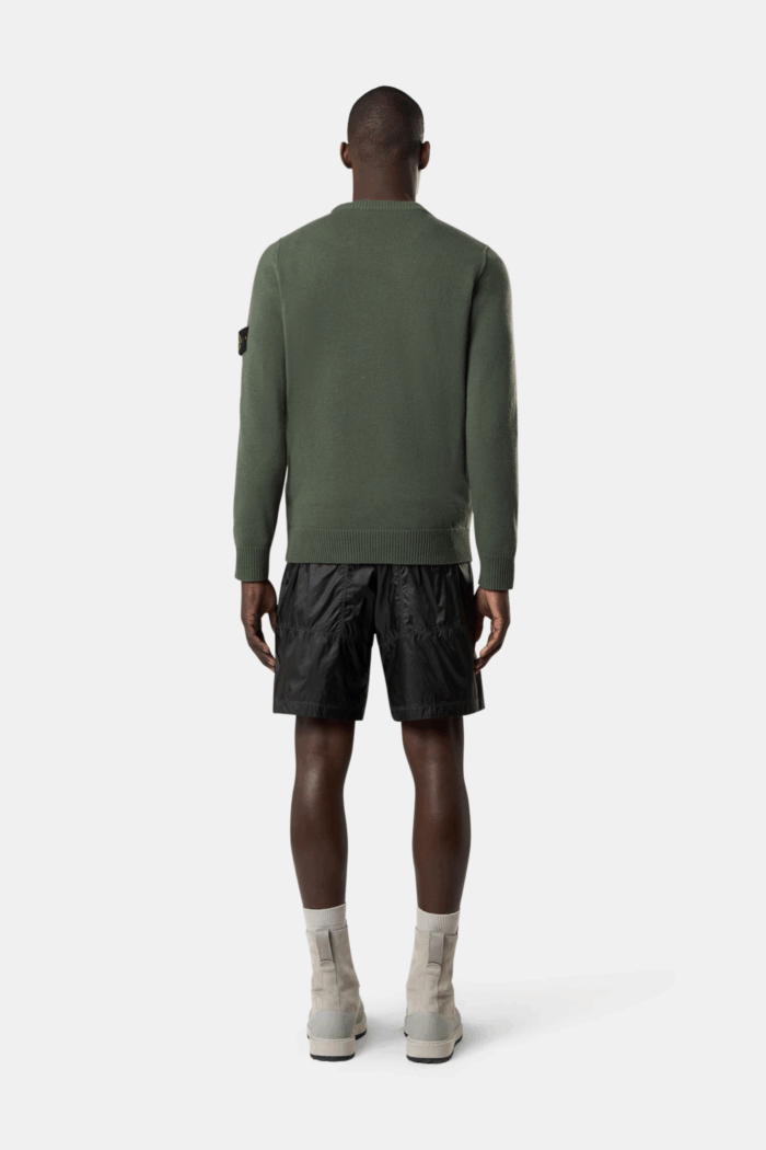 Pull Col Rond Laine Kaki