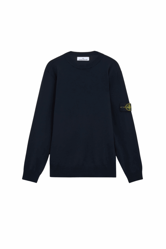 Pull Col Rond Laine Marine