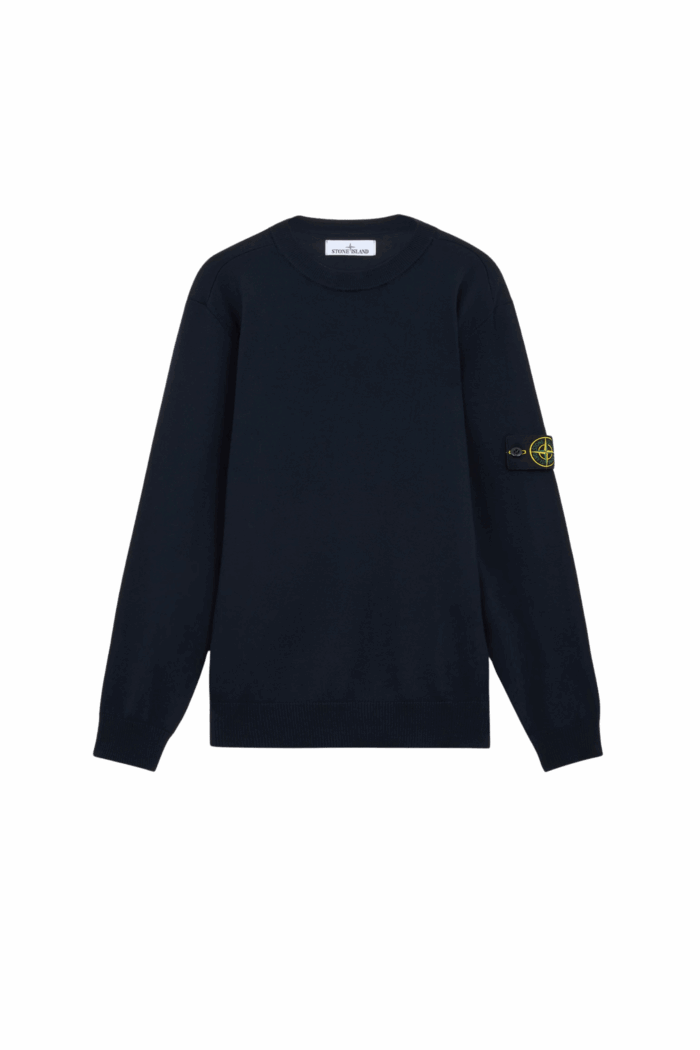 Pull Col Rond Laine Marine