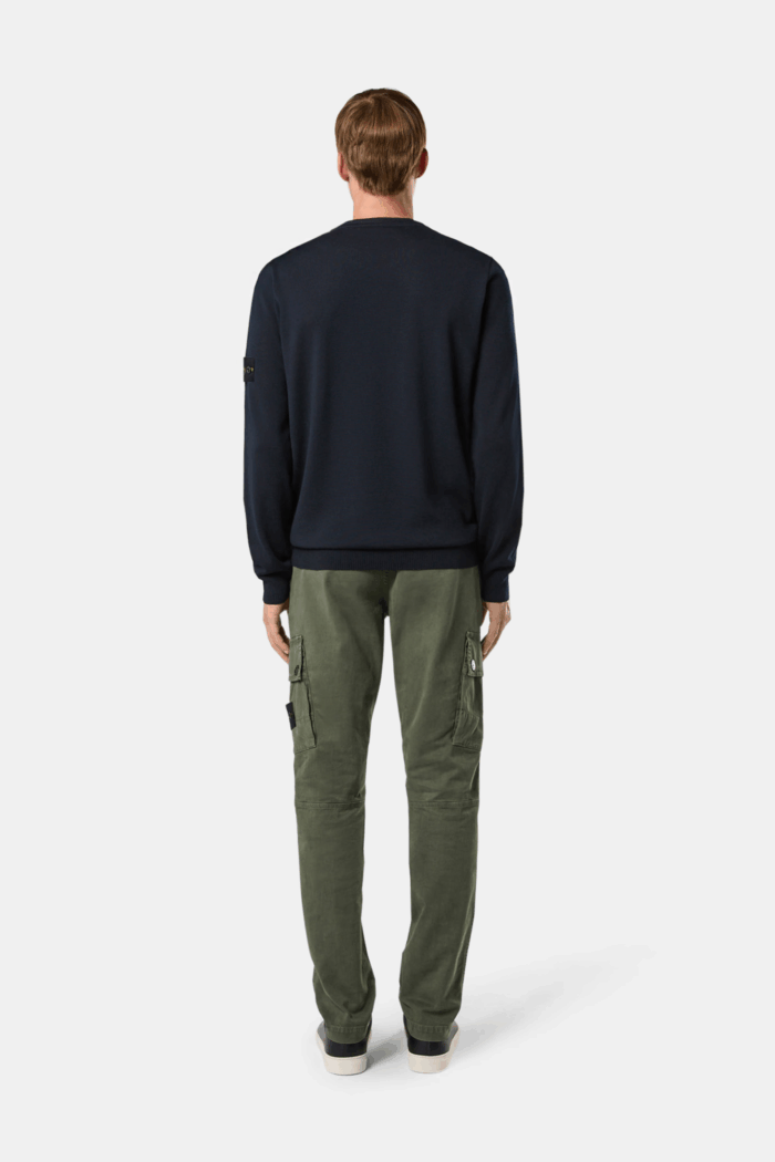 Pull Col Rond Laine Marine