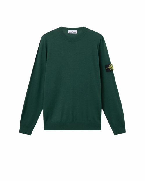 Pull Col Rond Laine Vert Juniper