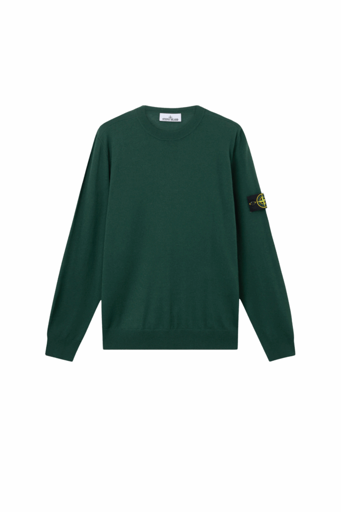 Pull Col Rond Laine Vert Juniper
