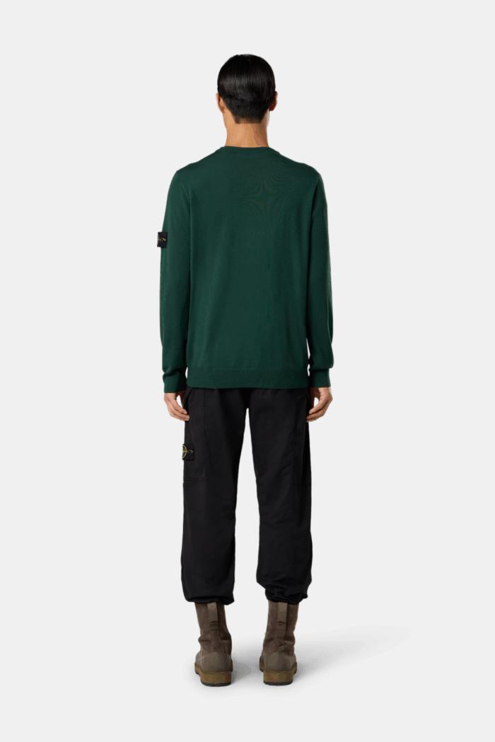 Pull Col Rond Laine Vert Juniper