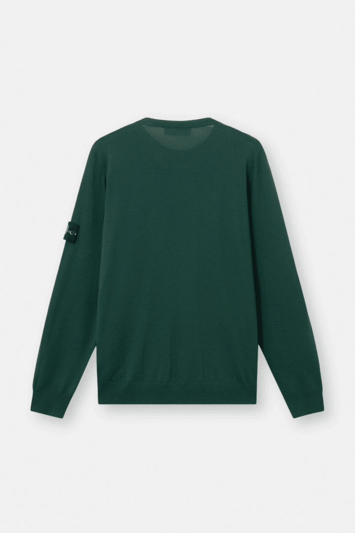 Pull Col Rond Laine Vert Juniper