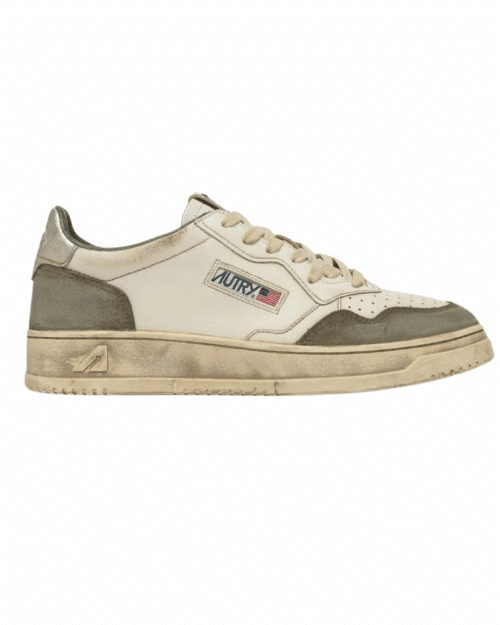 Sneakers Super Vintage Blanc Argent Kaki
