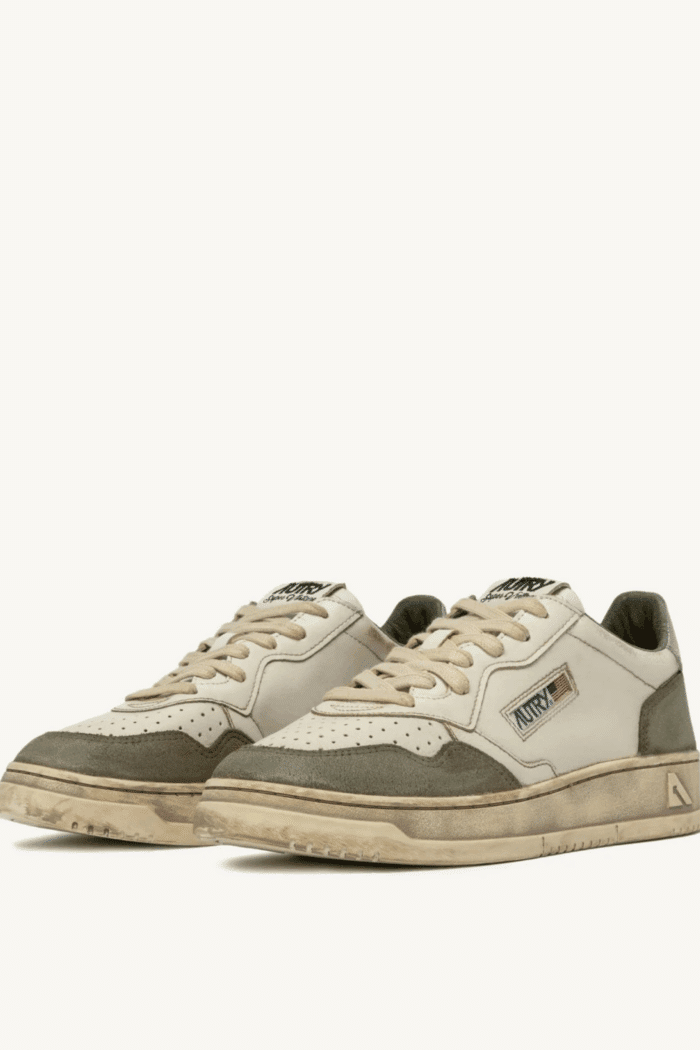 Sneakers Super Vintage Blanc Argent Kaki