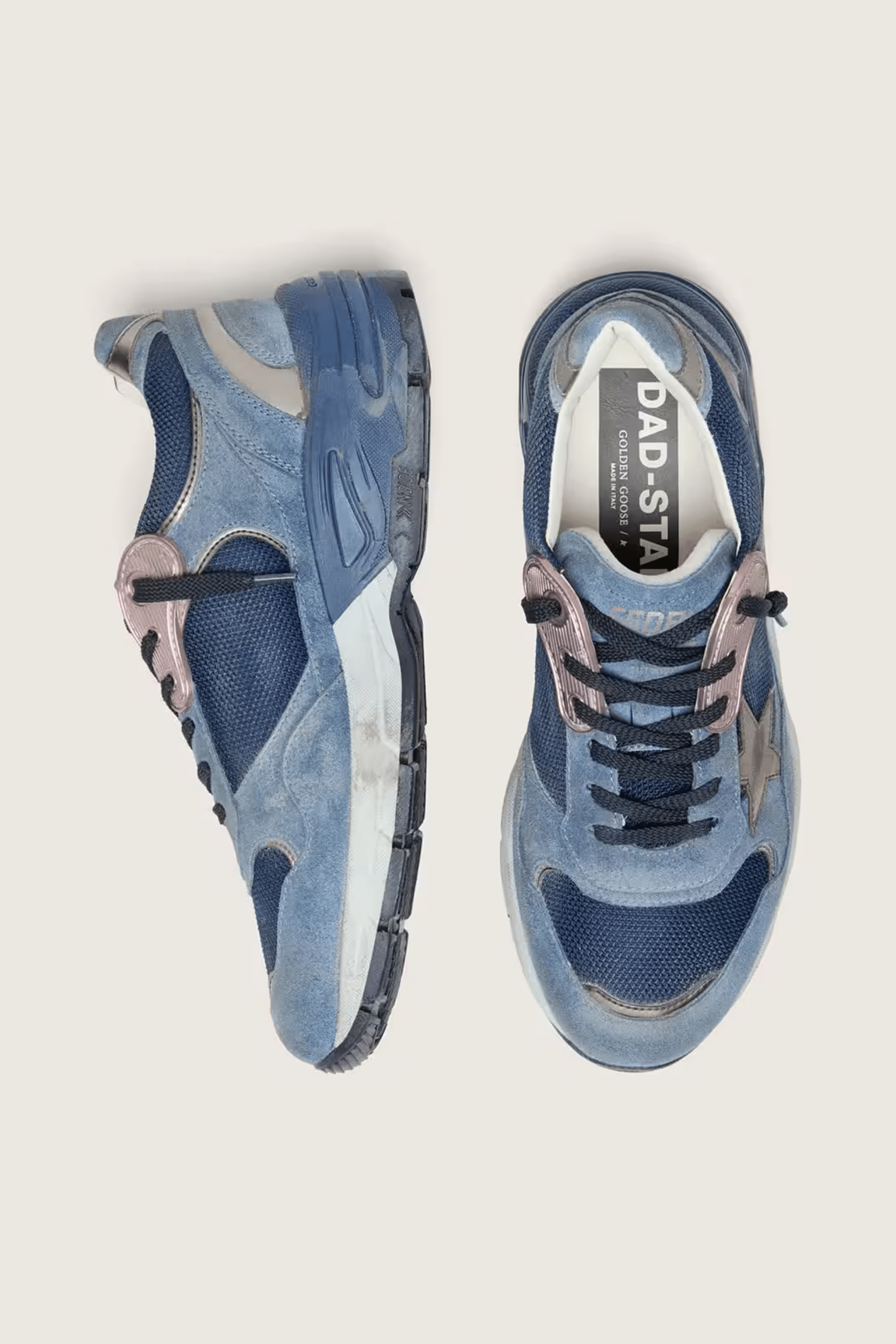Sneakers Running Dad Bleu Denim Étoile Argent