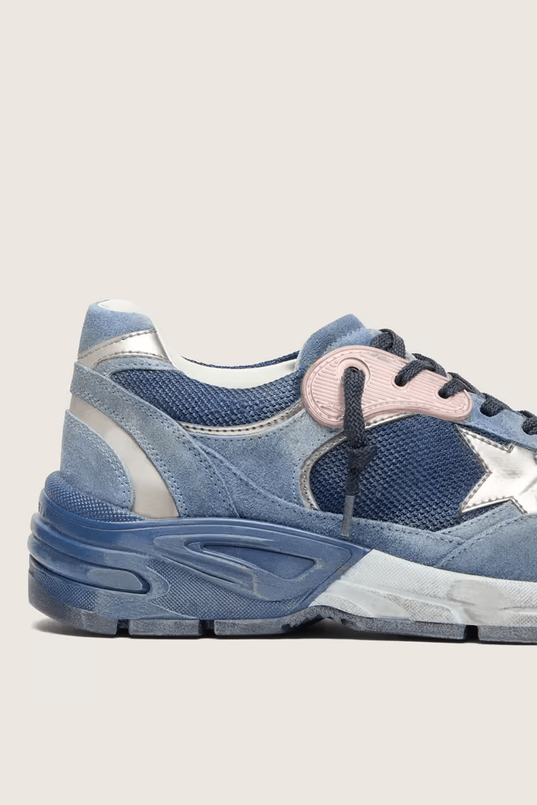 Sneakers Running Dad Bleu Denim Étoile Argent