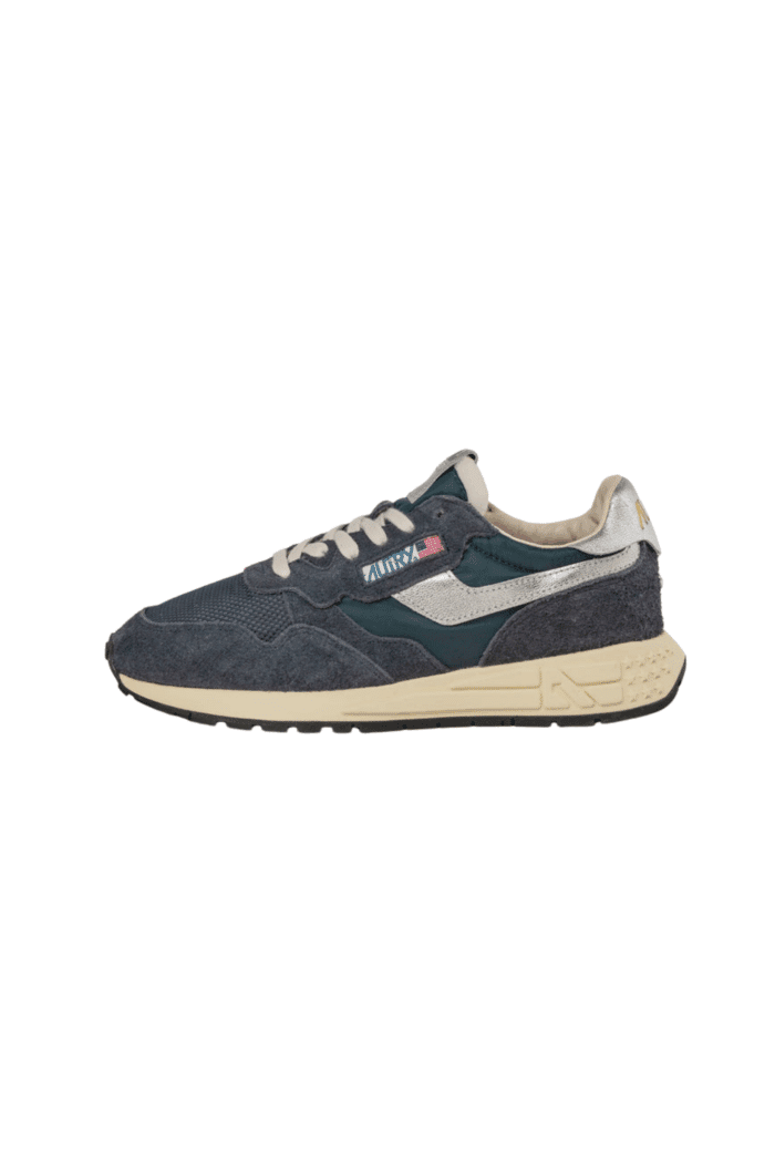Sneakers Reelwind Daim et Nylon Marine Argent