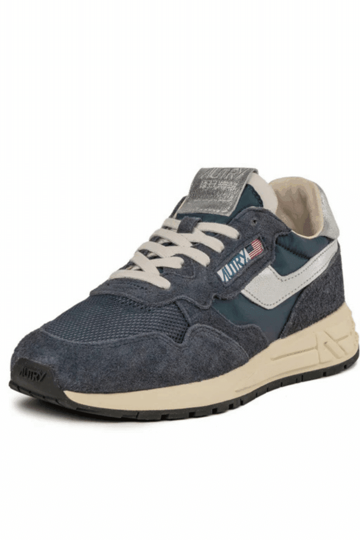Sneakers Reelwind Daim et Nylon Marine Argent