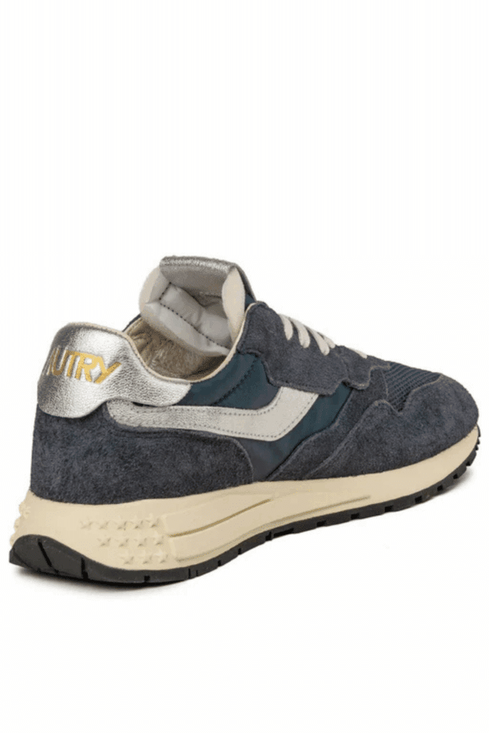 Sneakers Reelwind Daim et Nylon Marine Argent