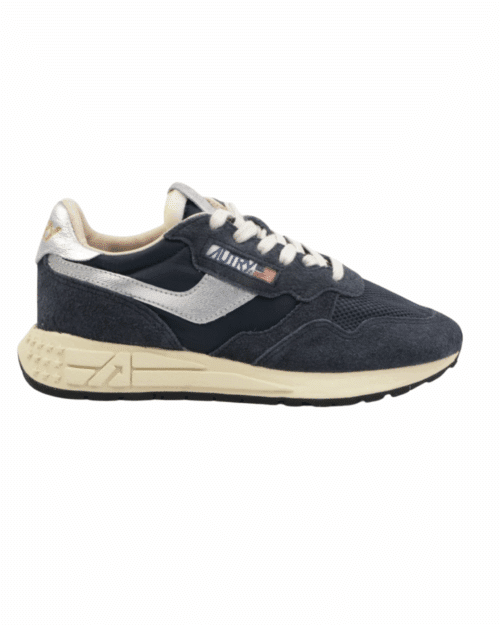 Sneakers Reelwind Daim et Nylon Marine Argent