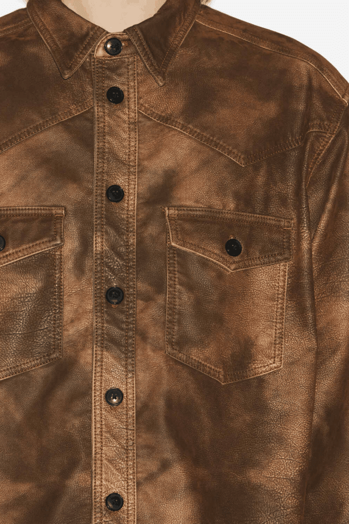 Chemise Kadrian Faux Cuir Tabac