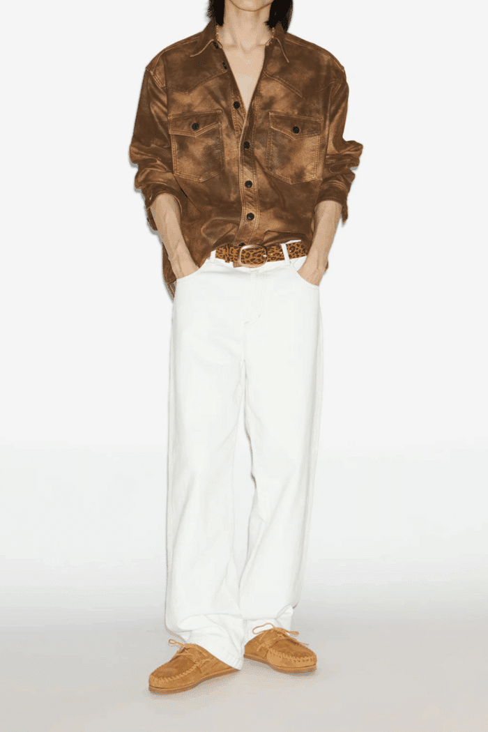 Chemise Kadrian Faux Cuir Tabac