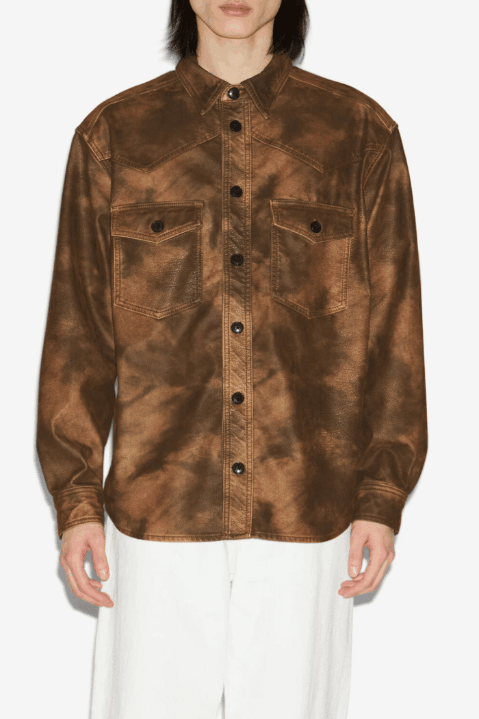 Chemise Kadrian Faux Cuir Tabac