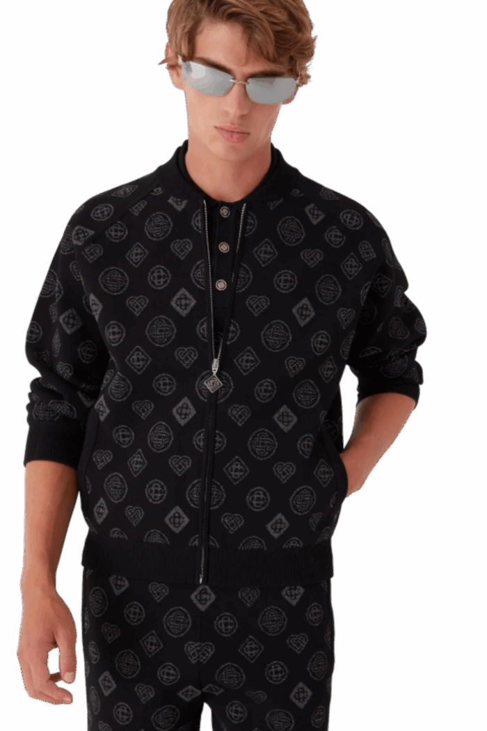 Bomber Jacquard Monogrammé Noir
