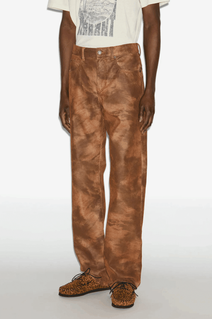 Pantalon Lewys Faux Cuir Tabac