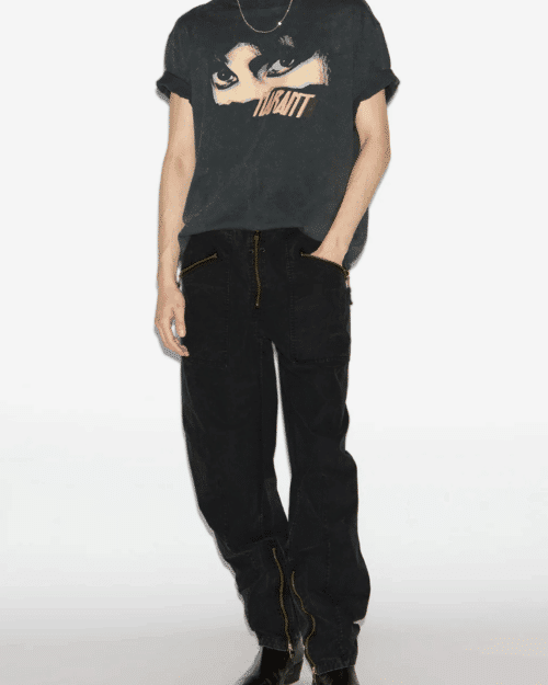 Pantalon Tils Coton Noir Délavé