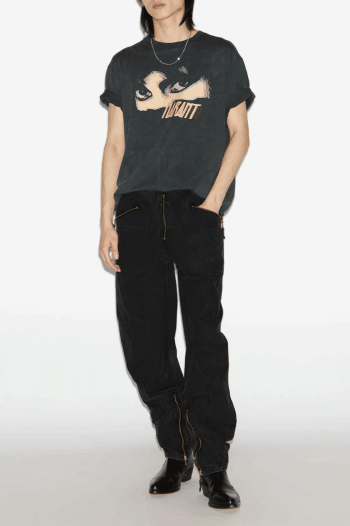 Pantalon Tils Coton Noir Délavé