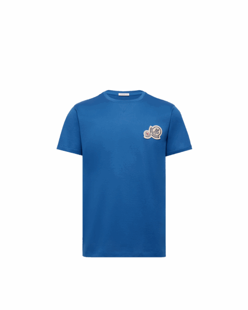 Tee-Shirt Double Logo Coton Bleu Vif