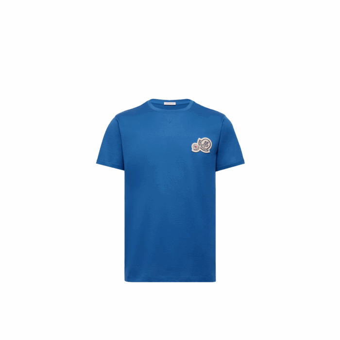 Tee-Shirt Double Logo Coton Bleu Vif