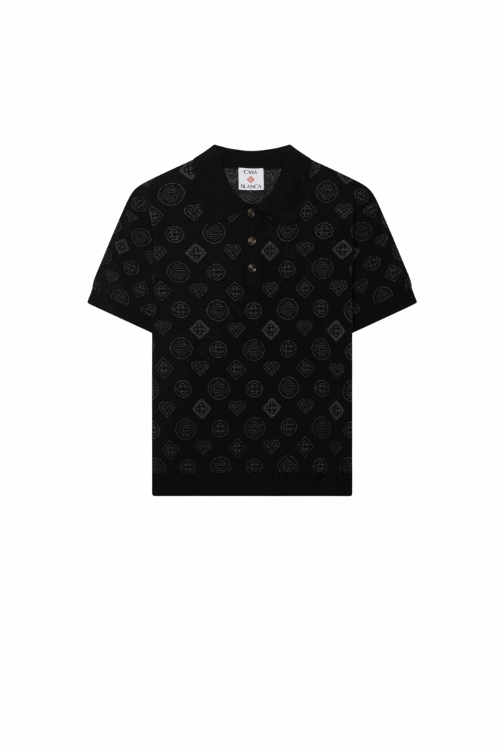 Polo Jacquard Monogrammé Noir