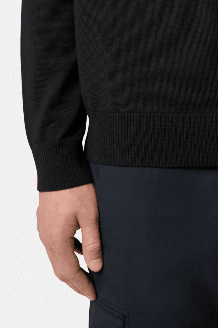 Pull Col Rond Laine Noir