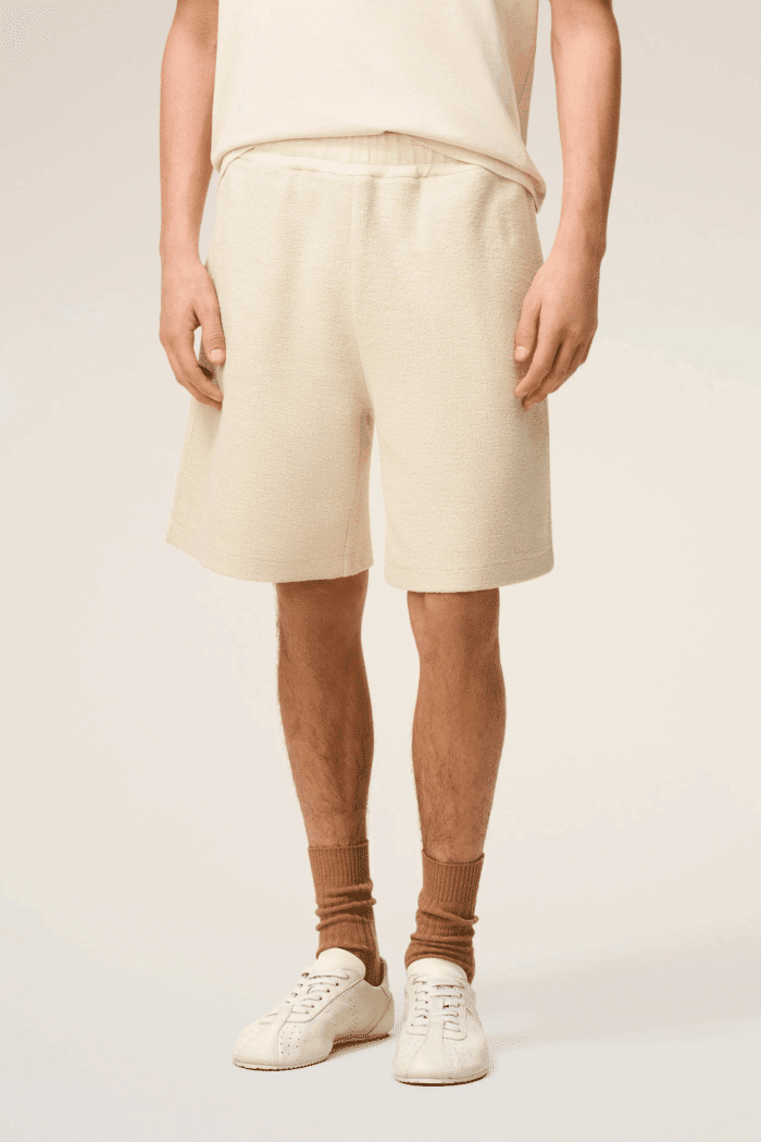 Short Molleton Blanc Brodé "Ami"