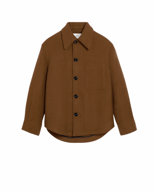 Veste Boutonnée Laine Noisette