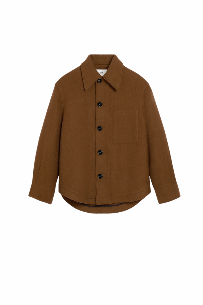 Veste Boutonnée Laine Noisette
