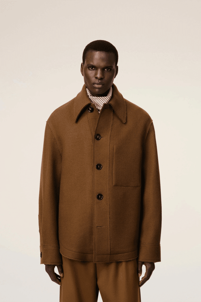 Veste Boutonnée Laine Noisette