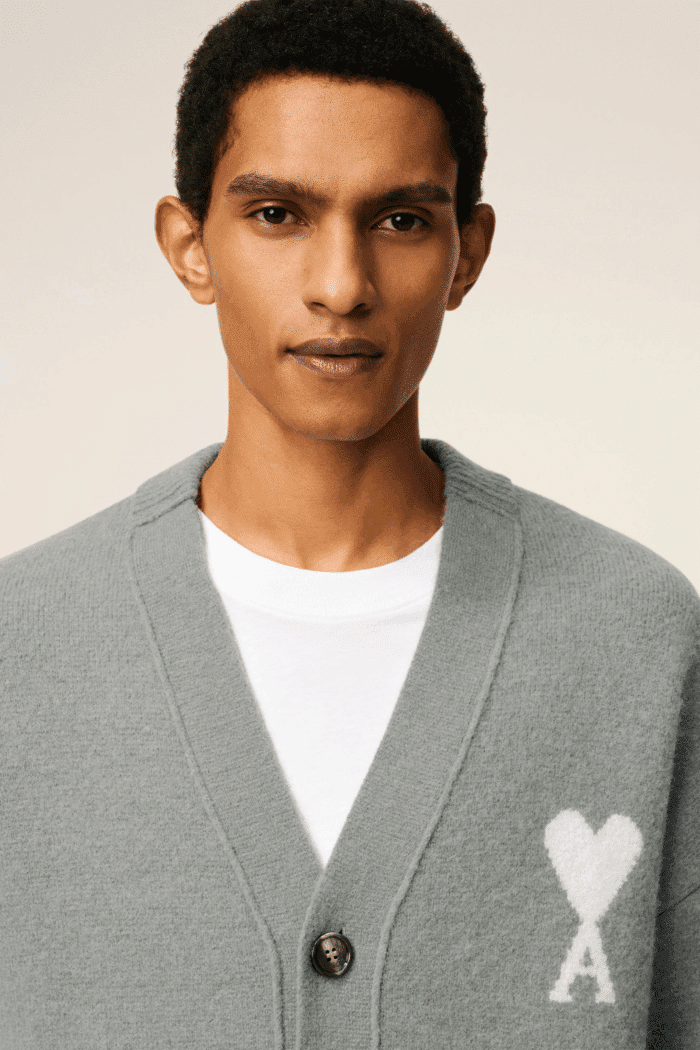 Cardigan Alpaga Gris Cœur Écru