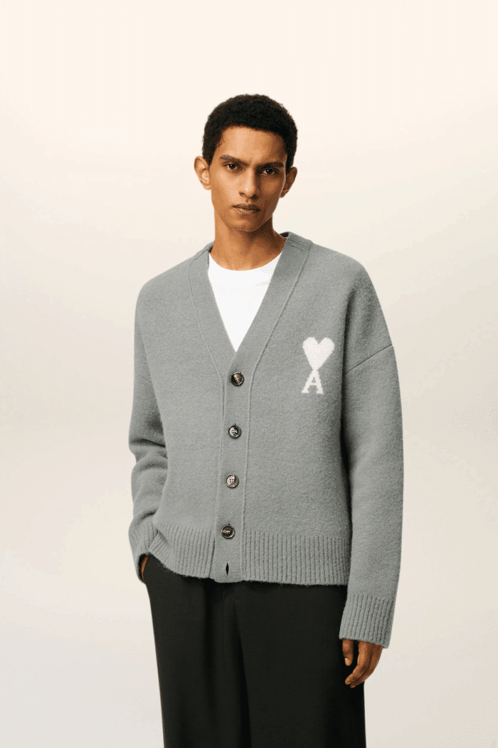 Cardigan Alpaga Gris Cœur Écru